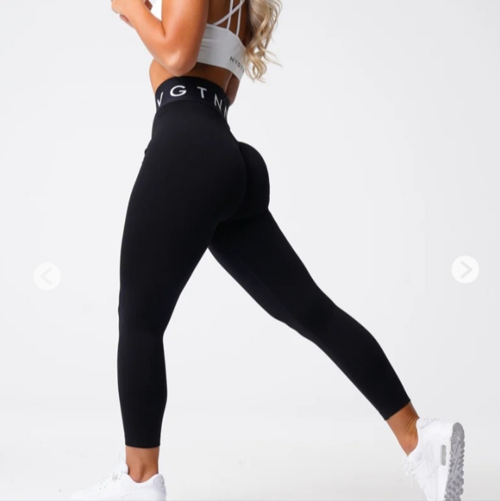 NVGTN Black Seamless Leggings with Logo Waistband